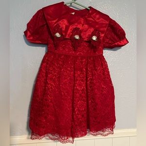 Elegant Red Lace Kids Dress